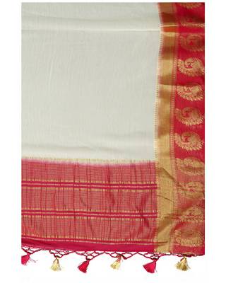 Mimosa Off White Woven Chiffon Saree With Blouse 6