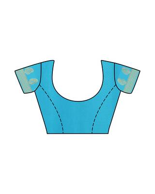 Mimosa Turquoise Blue Woven Crepe Saree With Blouse 5