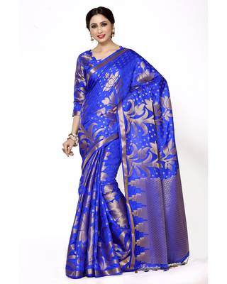 Mimosa Blue Woven Art Silk Saree With Blouse 1