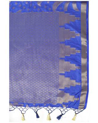 Mimosa Blue Woven Art Silk Saree With Blouse 6