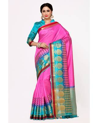 Mimosa Pink Woven Art Silk Saree With Blouse 1