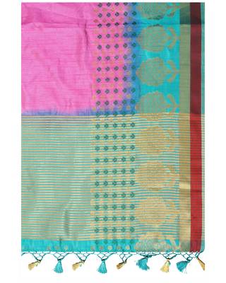 Mimosa Pink Woven Art Silk Saree With Blouse 6