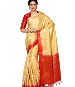Mimosa Beige Woven Art Silk Saree With Blouse