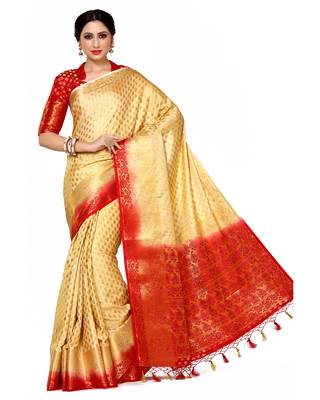 Mimosa Beige Woven Art Silk Saree With Blouse 2