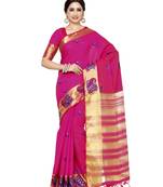 Mimosa Pink Embroidered Tussar Art Silk Saree With Blouse