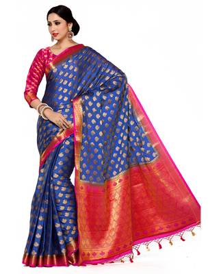 Mimosa Violet Woven Saree With Blouse 2