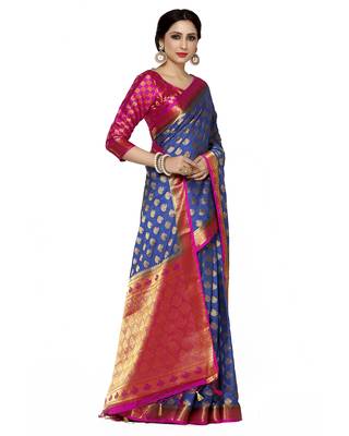 Mimosa Violet Woven Saree With Blouse 3