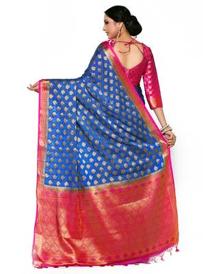 Mimosa Violet Woven Saree With Blouse 4
