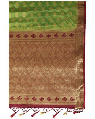 Mimosa Olive Woven Saree With Blouse 6