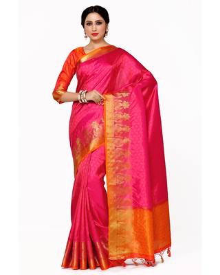 Mimosa Pink Woven Art Silk Saree With Blouse 1
