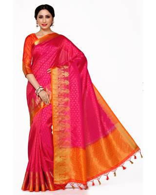 Mimosa Pink Woven Art Silk Saree With Blouse 2