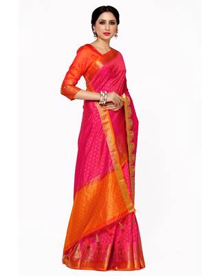 Mimosa Pink Woven Art Silk Saree With Blouse 3