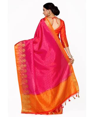 Mimosa Pink Woven Art Silk Saree With Blouse 4