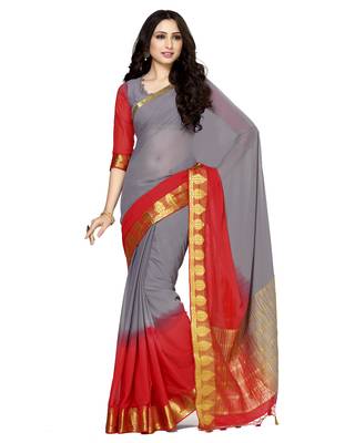 Mimosa Mauve Woven Chiffon Saree With Blouse 1