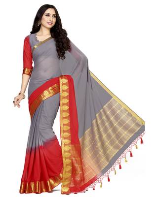 Mimosa Mauve Woven Chiffon Saree With Blouse 2