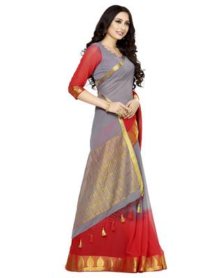 Mimosa Mauve Woven Chiffon Saree With Blouse 3