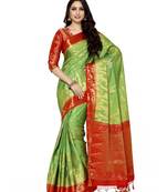 Mimosa Green Woven Art Silk Saree With Blouse