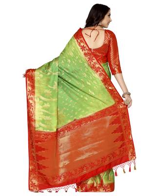Mimosa Green Woven Art Silk Saree With Blouse 4