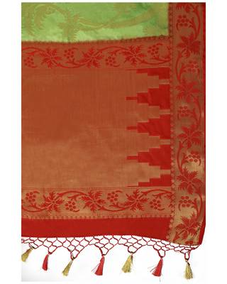 Mimosa Green Woven Art Silk Saree With Blouse 6