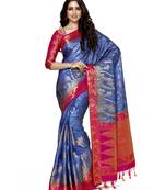 Mimosa Blue Woven Art Silk Saree With Blouse