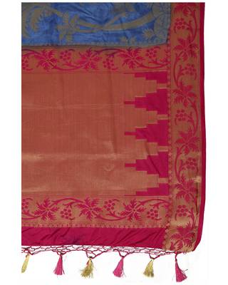 Mimosa Blue Woven Art Silk Saree With Blouse 6