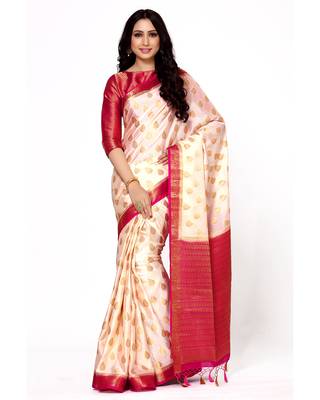Mimosa Beige Woven Saree With Blouse 1