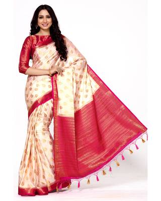 Mimosa Beige Woven Saree With Blouse 2