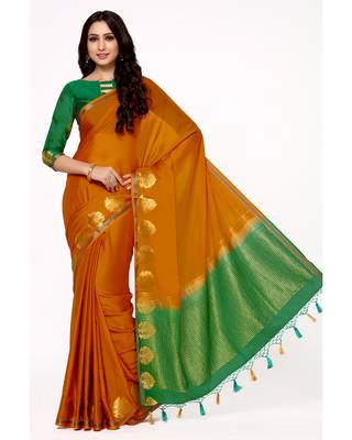 Mimosa Orange Woven Saree With Blouse 2