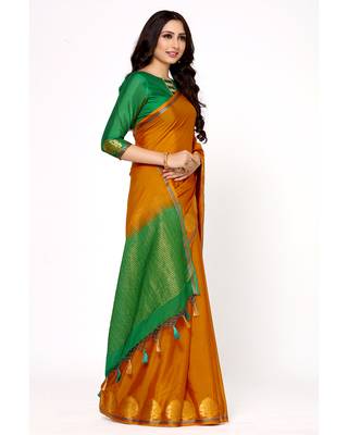 Mimosa Orange Woven Saree With Blouse 3