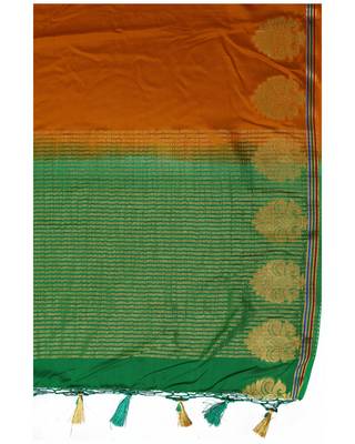 Mimosa Orange Woven Saree With Blouse 6