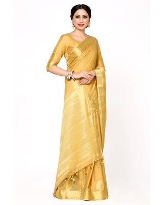 Mimosa Beige Woven Saree With Blouse 2