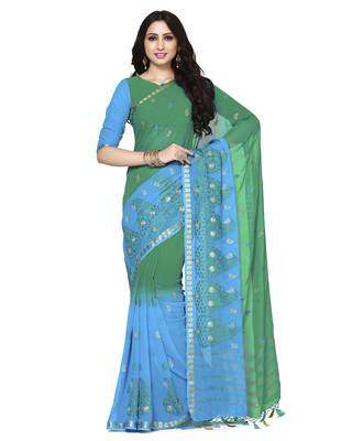 Mimosa Multi Embroidered Crepe Saree With Blouse 1