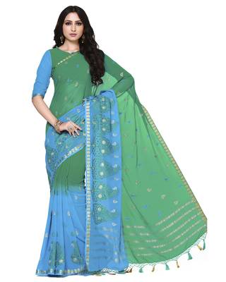 Mimosa Multi Embroidered Crepe Saree With Blouse 2