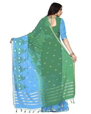 Mimosa Multi Embroidered Crepe Saree With Blouse 4