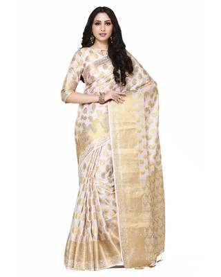 Mimosa Beige Woven Art Silk Saree With Blouse 1