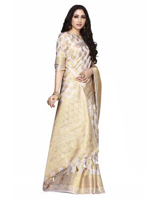 Mimosa Beige Woven Art Silk Saree With Blouse 3