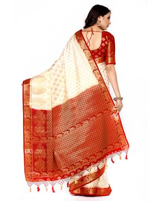 Mimosa Beige Woven Art Silk Saree With Blouse 5