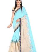 Multicolor embroidered chanderi silk saree with blouse