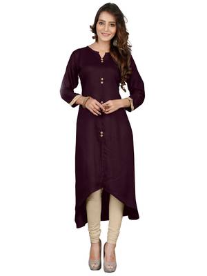 Coffee plain rayon party-wear-kurtis 1