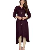 Coffee plain rayon party-wear-kurtis