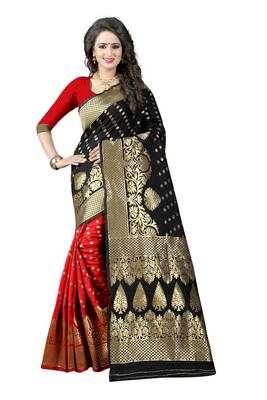 Multicolor woven cotton silk saree with blouse 1