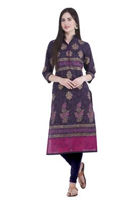 Blue printed cotton party-wear-kurtis 1