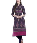 Blue printed cotton party-wear-kurtis