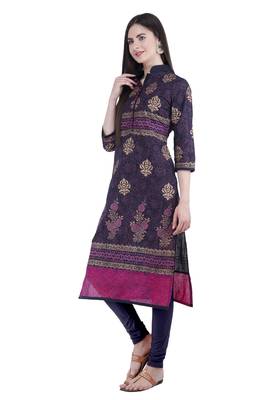 Blue printed cotton party-wear-kurtis 2