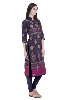Blue printed cotton party-wear-kurtis 3