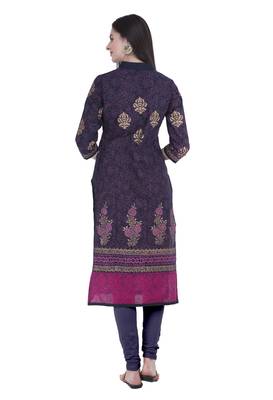 Blue printed cotton party-wear-kurtis 4