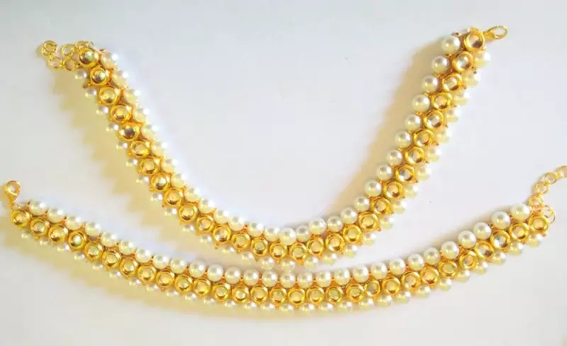Kundan golden PEARL PAYAL ANKELET