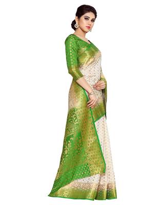 Mimosa Beige Woven Art Silk Saree With Blouse 3