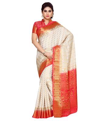Mimosa Beige Woven Art Silk Saree With Blouse 1
