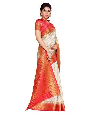 Mimosa Beige Woven Art Silk Saree With Blouse 2